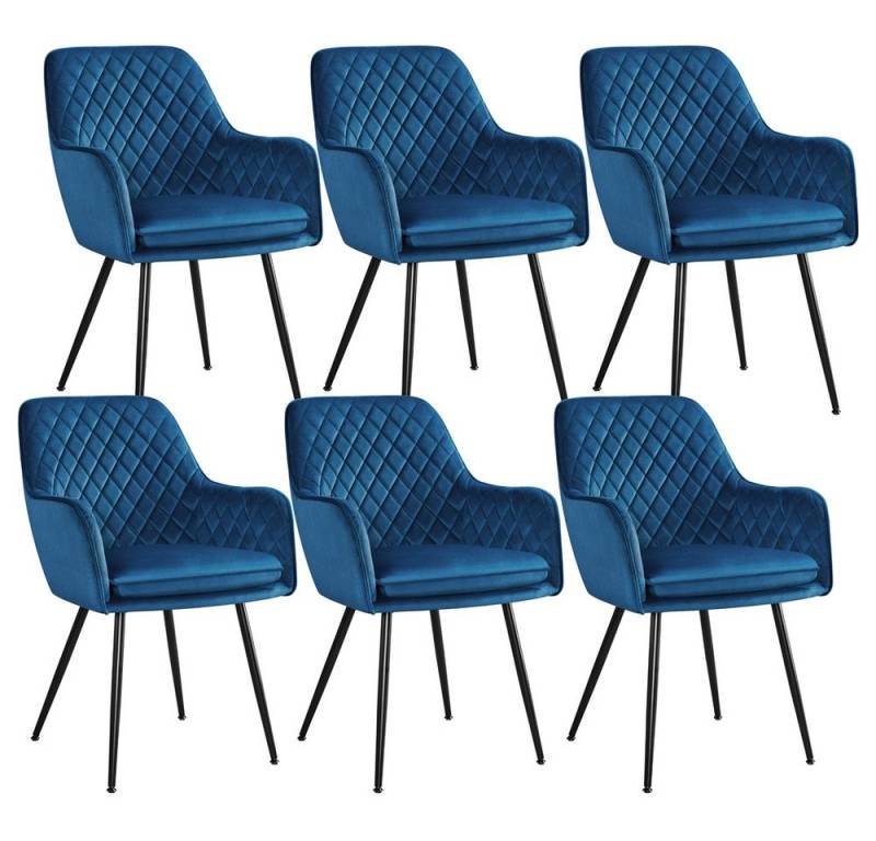 Yaheetech Esszimmerstuhl Küchenstühle (6 St), Stuhl-Set Polsterstühle mit Armlehnen und Metallbeine von Yaheetech