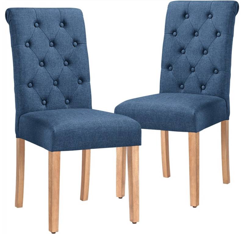 Yaheetech Esszimmerstuhl Küchenstuhl mit Hoher Rückenlehne (2 St), 2-er Polsterstuhl, Beine aus Massivholz, gepolstert von Yaheetech