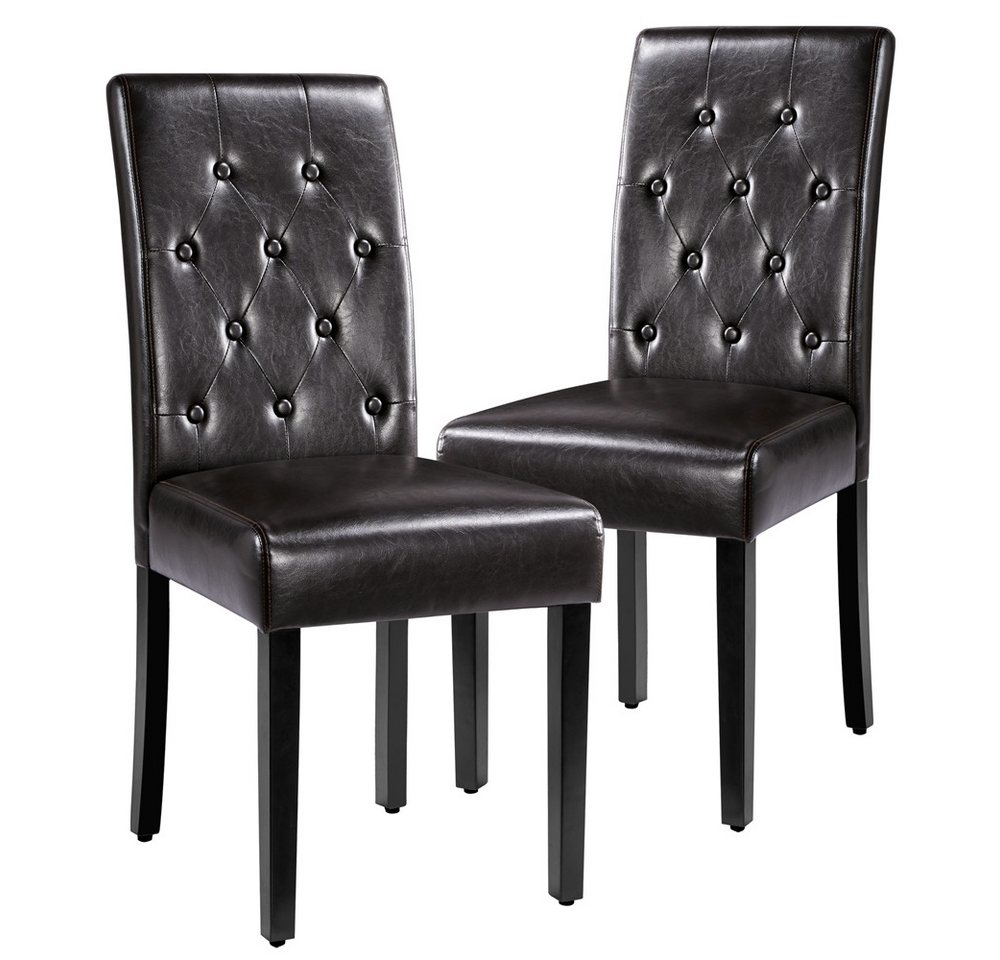 Yaheetech Esszimmerstuhl Küchenstuhl mit Hoher Rückenlehne & Massivholzbeinen (2 St), 2er Set Esszimmerstühle Polsterstuhl von Yaheetech