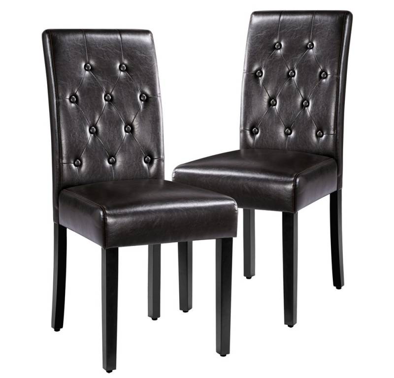 Yaheetech Esszimmerstuhl Küchenstuhl mit Hoher Rückenlehne & Massivholzbeinen (2 St), 2er Set Esszimmerstühle Polsterstuhl von Yaheetech