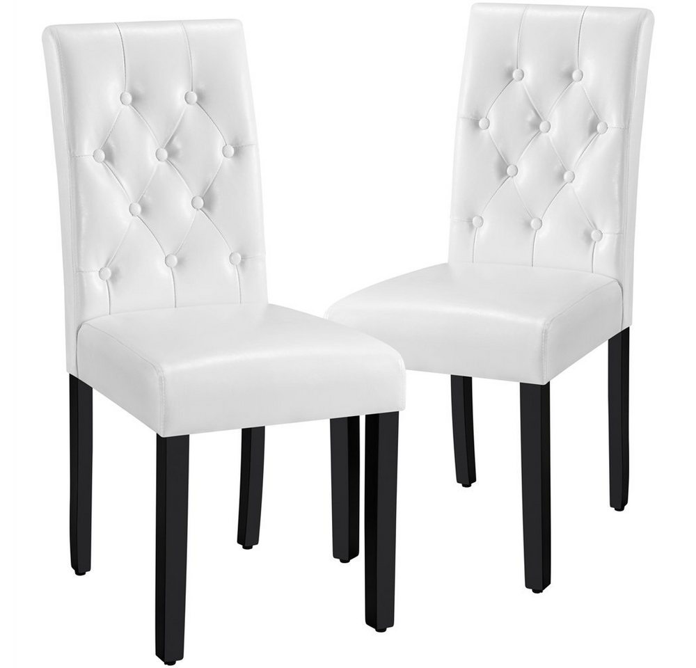 Yaheetech Esszimmerstuhl Küchenstuhl mit Hoher Rückenlehne & Massivholzbeinen (2 St), 2er Set Esszimmerstühle Polsterstuhl von Yaheetech