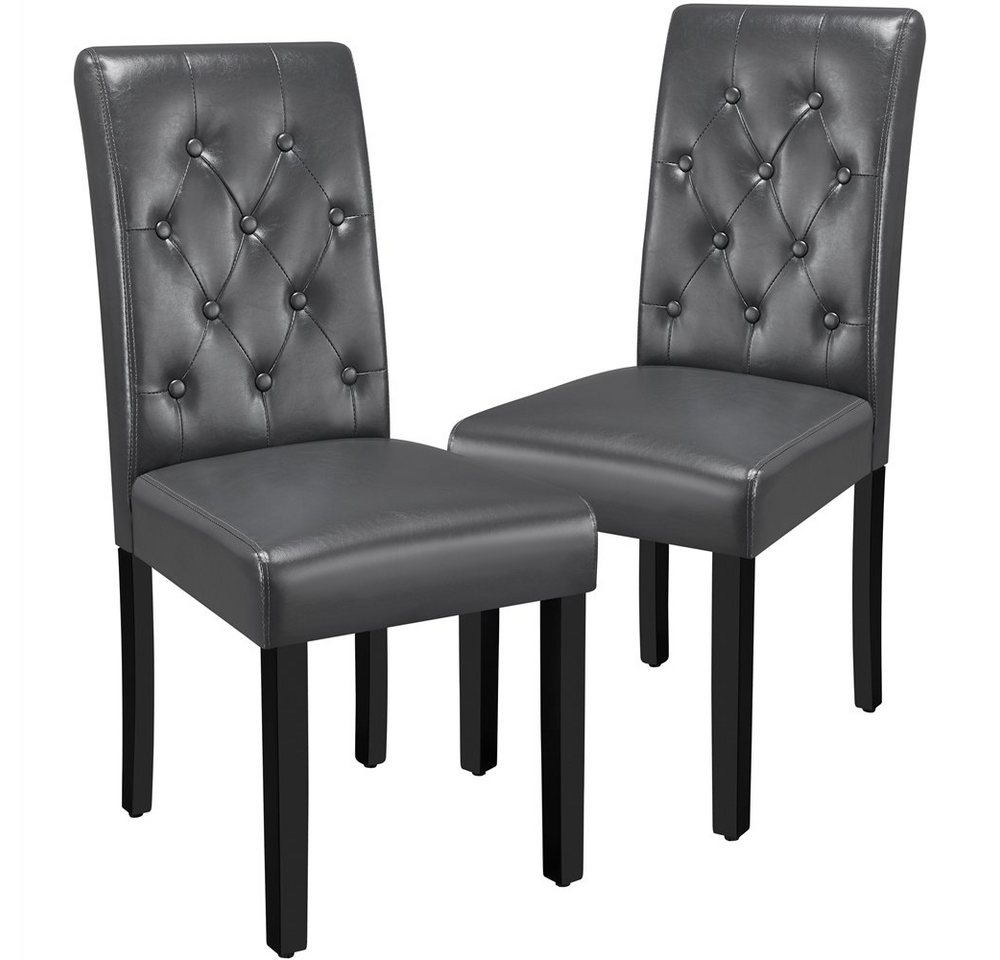 Yaheetech Esszimmerstuhl Küchenstuhl mit Hoher Rückenlehne & Massivholzbeinen (2 St), 2er Set Esszimmerstühle Polsterstuhl von Yaheetech