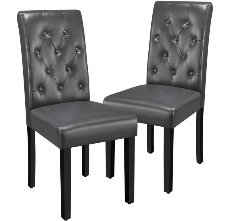 Yaheetech Esszimmerstuhl Küchenstuhl mit Hoher Rückenlehne & Massivholzbeinen (2 St), 2er Set Esszimmerstühle Polsterstuhl von Yaheetech