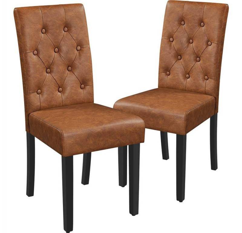 Yaheetech Esszimmerstuhl Küchenstuhl mit Hoher Rückenlehne & Massivholzbeinen (2 St), 2er Set Esszimmerstühle Polsterstuhl von Yaheetech