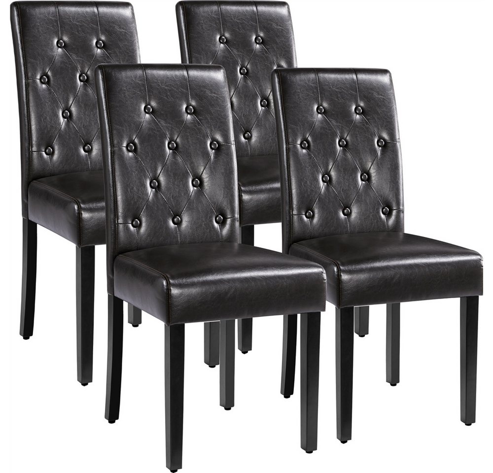 Yaheetech Esszimmerstuhl Küchenstuhl mit Hoher Rückenlehne & Massivholzbeinen (4 St), 4er Set Esszimmerstühle Polsterstuhl von Yaheetech