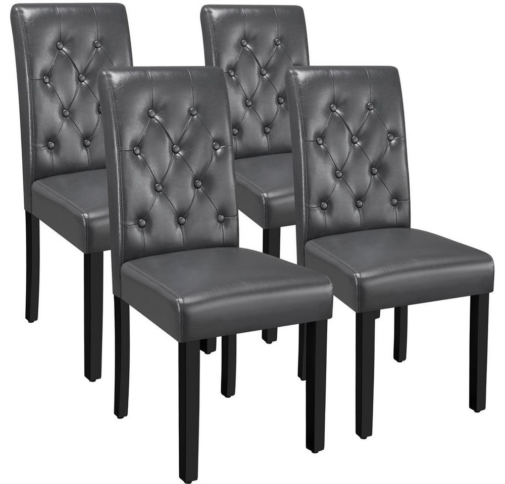 Yaheetech Esszimmerstuhl Küchenstuhl mit Hoher Rückenlehne & Massivholzbeinen (4 St), 4er Set Esszimmerstühle Polsterstuhl von Yaheetech