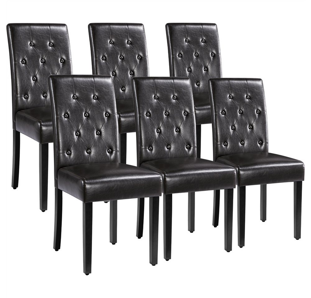 Yaheetech Esszimmerstuhl Küchenstuhl mit Hoher Rückenlehne & Massivholzbeinen (6 St), 6er Set Esszimmerstühle Polsterstuhl von Yaheetech