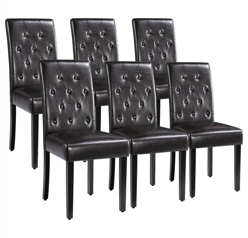 Yaheetech Esszimmerstuhl Küchenstuhl mit Hoher Rückenlehne & Massivholzbeinen (6 St), 6er Set Esszimmerstühle Polsterstuhl von Yaheetech