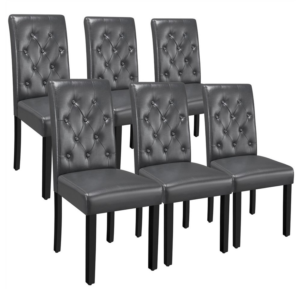 Yaheetech Esszimmerstuhl Küchenstuhl mit Hoher Rückenlehne & Massivholzbeinen (6 St), 6er Set Esszimmerstühle Polsterstuhl von Yaheetech