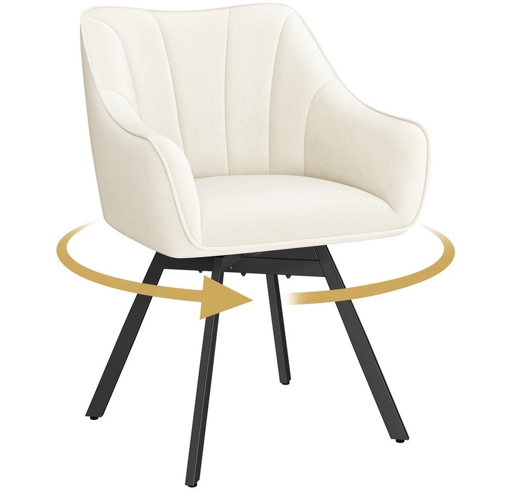 Yaheetech Esszimmerstuhl Polsterstuhl drehbar (1 St), Küchenstuhl mit Armlehnen & Rückenlehne & Metallbeine von Yaheetech