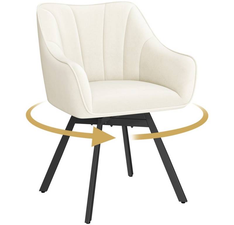 Yaheetech Esszimmerstuhl Polsterstuhl drehbar (1 St), Küchenstuhl mit Armlehnen & Rückenlehne & Metallbeine von Yaheetech