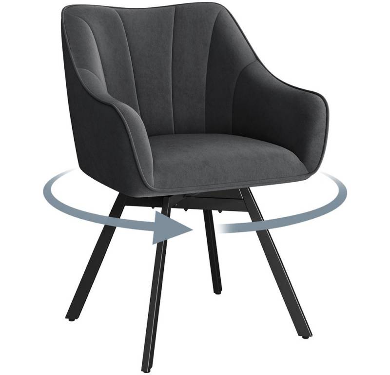 Yaheetech Esszimmerstuhl Polsterstuhl drehbar (1 St), Küchenstuhl mit Armlehnen & Rückenlehne & Metallbeine von Yaheetech