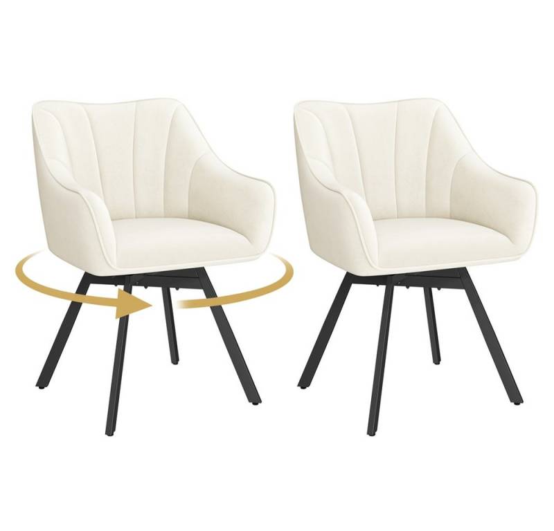 Yaheetech Esszimmerstuhl Moderner Samtiger Polsterstuhl (2 St), 2er-Küchenstuhl mit Armlehnen & Rückenlehne & Metallbeine von Yaheetech