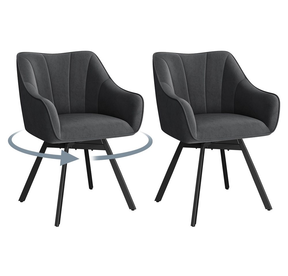 Yaheetech Esszimmerstuhl Polsterstuhl drehbar (2 St), 2er-Küchenstuhl mit Armlehnen & Rückenlehne & Metallbeine von Yaheetech