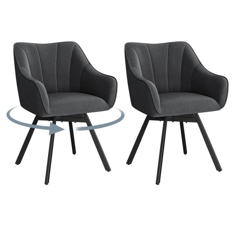 Yaheetech Esszimmerstuhl Polsterstuhl drehbar (2 St), 2er-Küchenstuhl mit Armlehnen & Rückenlehne & Metallbeine von Yaheetech
