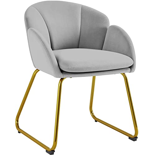 Yaheetech Esszimmerstuhl modern, Küchenstuhl in Blumenform, Sessel Polsterstuhl mit Metallbeinen Gold, für Wohnzimmer/Esszimmer Grau von Yaheetech