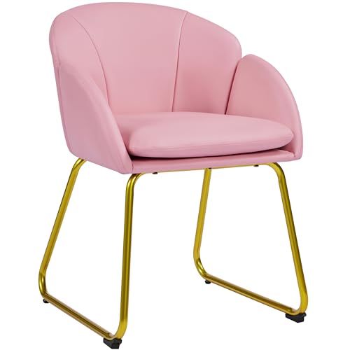 Yaheetech Esszimmerstuhl modern, Küchenstuhl in Blumenform, Sessel Polsterstuhl mit Metallbeinen Gold, für Wohnzimmer/Esszimmer Hellrosa von Yaheetech