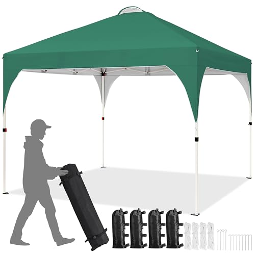 Yaheetech Faltpavillon 3x3 m Pop-Up Pavillon, Höhenverstellbar Gartenpavillon, Wasserdicht & Sonnenschutz Partyzelt Gartenzelt mit Rolltragetasche für Outdoor Markt Garten Hof, Grün von Yaheetech