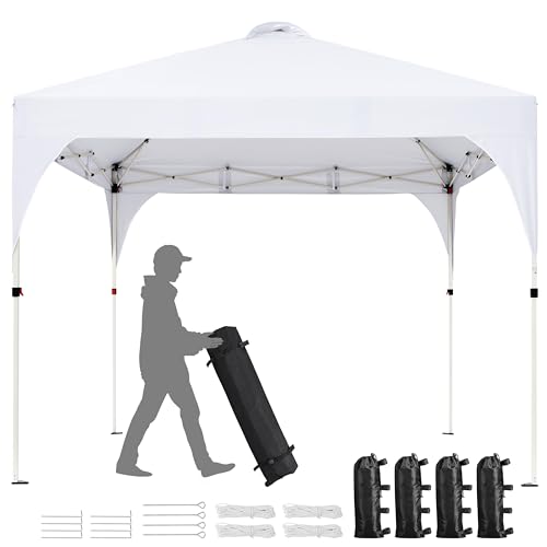 Yaheetech Faltpavillon 3x3 m Pop up Pavillon Gartenpavillon, Stabil Höhenverstellbar Wasserdicht Sonnenschutz, mit Entlüftung Rolltragetasche, für Outdoor Markt Garten Hof, Weiß von Yaheetech