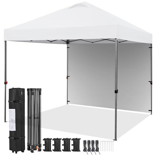 Yaheetech Faltpavillon 3x3m mit 1 Seitenwänden, Pop Up Pavillon Wasserdicht Stabil Wetterfest, Höhenverstellbar UV Schutz 50+ Faltzelt Campingpavillon mit Seitenteilen für Camping Garten, Weiß von Yaheetech