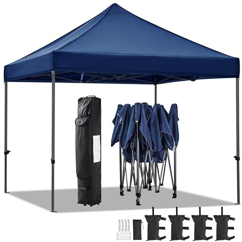 Yaheetech Faltpavillon Pavillon 3x3 wasserdicht stabil, 323/332/341 cm höhenverstellbar faltbar Pop up Faltzelt, UV-Schutz 50+ für Garten Hochzeit Camping, Navy Blau von Yaheetech