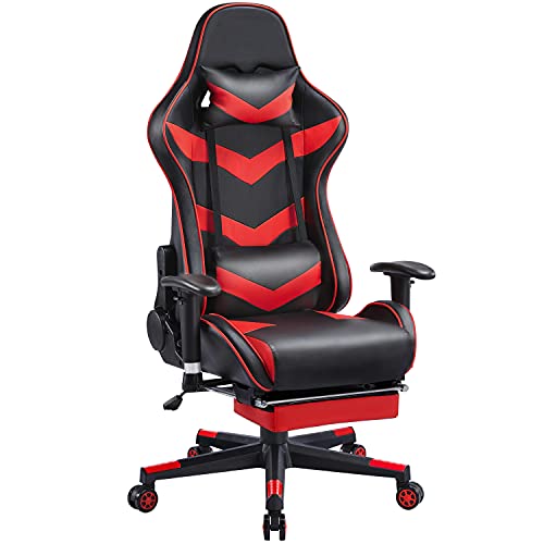 Yaheetech Gaming Stuhl Racing Stuhl, Computerstuhl für PC Lordosenstütze, Bürostuhl mit Fußstütze, Schreibtischstuhl verstellbare Kopfstütze Schwarz/Rot Yaheetech Gaming Stuhl Racing Stuhl, Computerstuhl für PC Lordosenstütze, Bürostuhl mit Fußstütze, Schreibtischstuhl verstellbare Kopfstütze Schwarz/Rot von Yaheetech