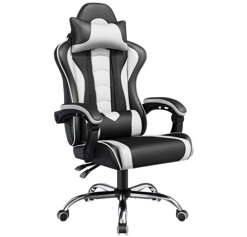 Yaheetech Gaming-Stuhl mit Kopfstütze & Massagefunktion & Verstellbarer Rückenlehne PC-Stuhl, Drehstuhl Schreibtischstuhl Computerstuhl von Yaheetech