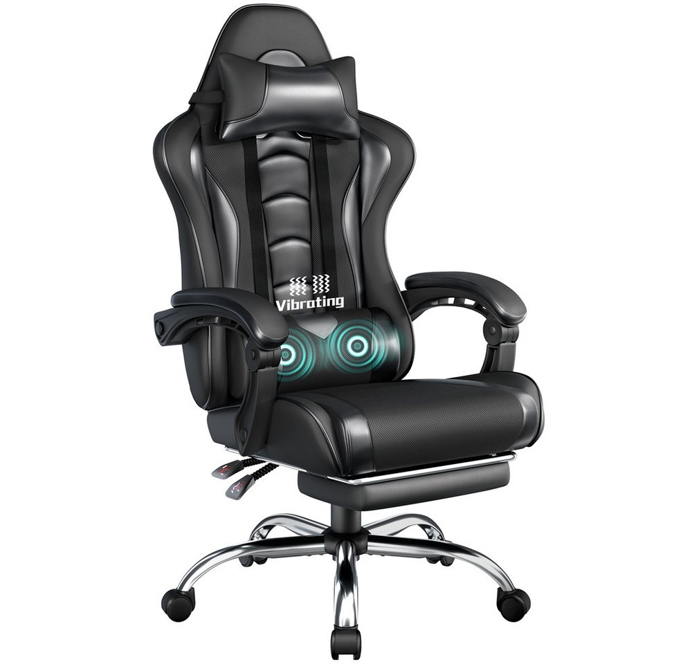 Yaheetech Gaming-Stuhl mit Massagefunktion & Kopfstütze & Fußstütze Ergonomischer PC-Stuhl, Drehstuhl Computerstuhl Verstellbare Rückenlehne Yaheetech Gaming-Stuhl mit Massagefunktion & Kopfstütze & Fußstütze Ergonomischer PC-Stuhl, Drehstuhl Computerstuhl Verstellbare Rückenlehne von Yaheetech