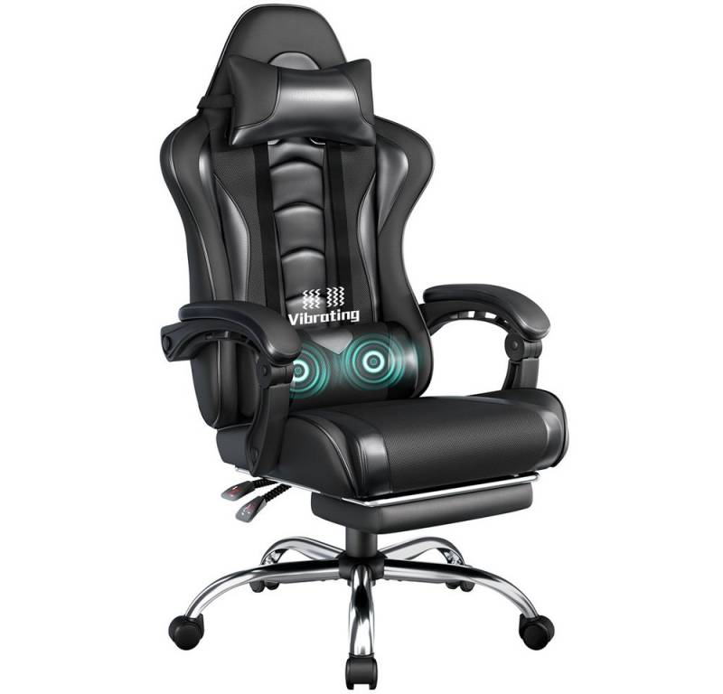 Yaheetech Gaming-Stuhl mit Massagefunktion & Kopfstütze & Fußstütze Ergonomischer PC-Stuhl, Drehstuhl Computerstuhl Verstellbare Rückenlehne Yaheetech Gaming-Stuhl mit Massagefunktion & Kopfstütze & Fußstütze Ergonomischer PC-Stuhl, Drehstuhl Computerstuhl Verstellbare Rückenlehne von Yaheetech