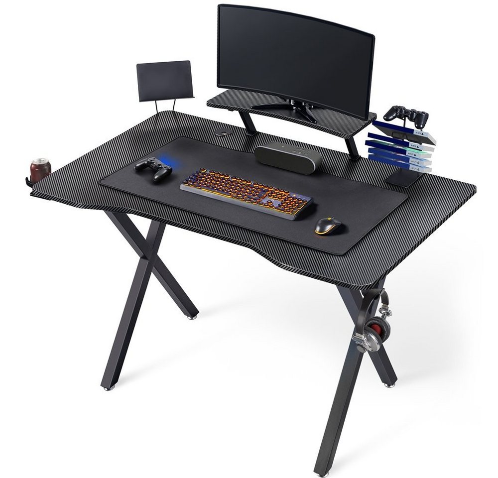 Yaheetech Gamingtisch, mit großer Oberfläche und Mausepad Ergonomisch von Yaheetech