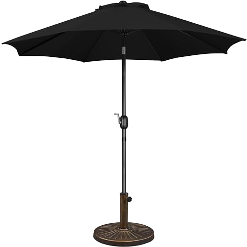 Yaheetech Gartenschirm Sonnenschirm mit Schirmständer Rund Marktschirm Neigbar Kurbelschirm 10 KG Sonnenschirmständer Schirmgewicht für Outdoor und Balkon 270 cm Schwarz von Yaheetech