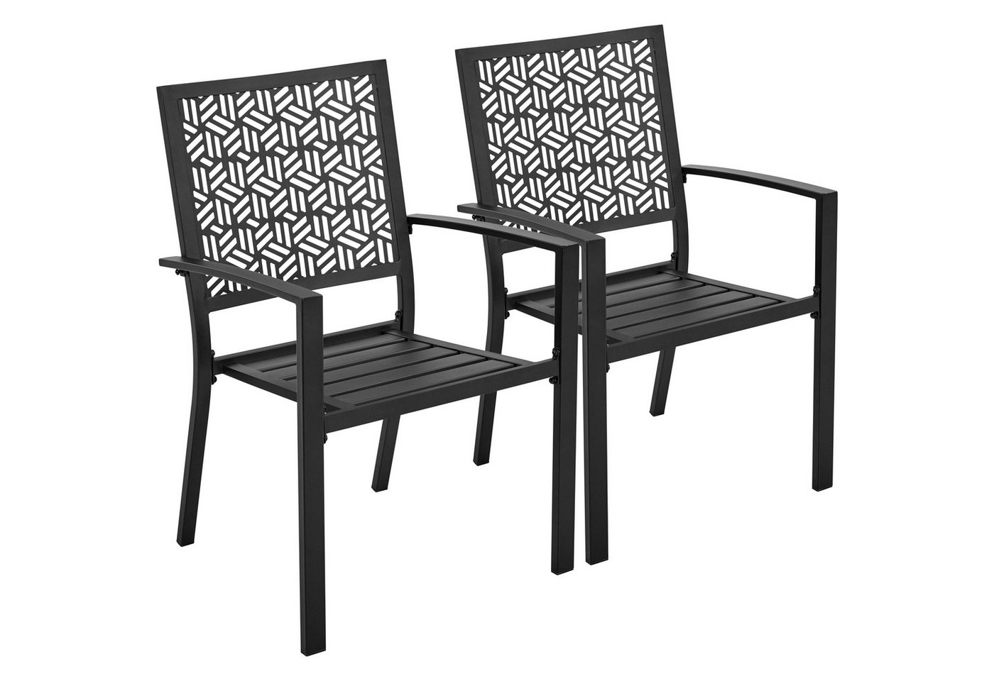 Yaheetech Gartenstuhl 2er-Set Esszimmerstuhl aus Metall, Outdoor Küchenstuhl Stapelbarer Armlehnstuhl für Außenbereich Yaheetech Gartenstuhl 2er-Set Esszimmerstuhl aus Metall, Outdoor Küchenstuhl Stapelbarer Armlehnstuhl für Außenbereich von Yaheetech
