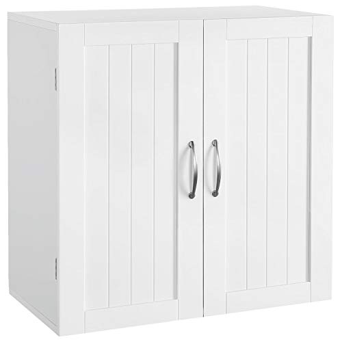 Yaheetech Hängeschrank mit 2 Türen, Badschrank, Küchenschrank, Wandschrank, Medizinschrank, Weiß von Yaheetech