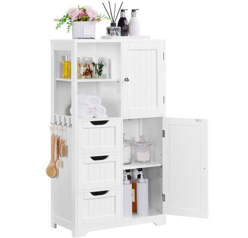 Yaheetech Hochschrank Badezimmerschrank Badschrank Badkommode mit Höhenverstellbarem Einlegeboden & Schubladen von Yaheetech