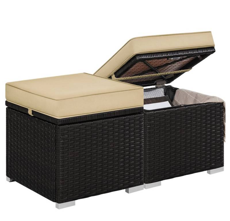 Yaheetech Hocker, 2 STK. Rattan Hocker mit Abnehmbarem Kissen & Stauraum von Yaheetech