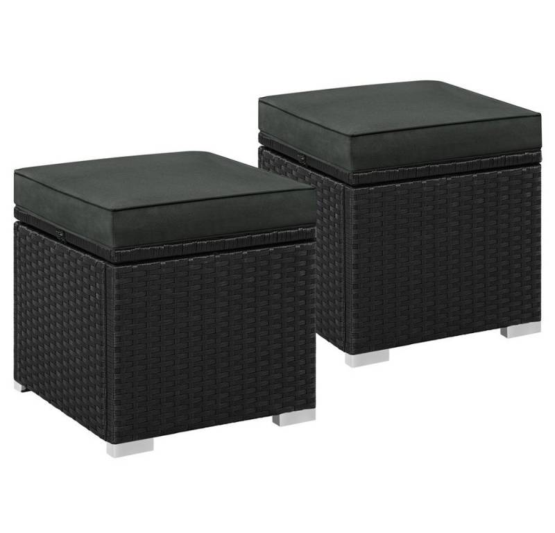 Yaheetech Hocker, 2 STK. Rattan Hocker mit Abnehmbarem Kissen & Stauraum von Yaheetech