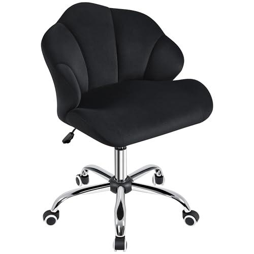 Yaheetech Homeoffice Stuhl, Schminkstuhl, Schreibtischstuhl höhenverstellbar Drehstuhl, Bürosessel in Muschelform, Bürostuhl mit Rollen, Samtstuhl bis 136 kg Belastbar Schwarz Yaheetech Homeoffice Stuhl, Schminkstuhl, Schreibtischstuhl höhenverstellbar Drehstuhl, Bürosessel in Muschelform, Bürostuhl mit Rollen, Samtstuhl bis 136 kg Belastbar Schwarz von Yaheetech