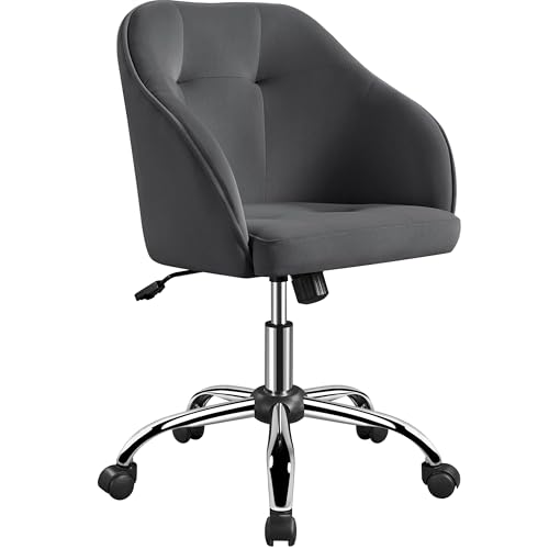 Yaheetech Homeoffice Stuhl, Schminkstuhl, höhenverstellbar Drehstuhl, SamtStuhl Schreibtischstuhl für Arbeitszimmer, Schlafzimmer, Atmungsaktiv Rollstuhl bis 136 KG belastbar Dunkelgrau Yaheetech Homeoffice Stuhl, Schminkstuhl, höhenverstellbar Drehstuhl, SamtStuhl Schreibtischstuhl für Arbeitszimmer, Schlafzimmer, Atmungsaktiv Rollstuhl bis 136 KG belastbar Dunkelgrau von Yaheetech