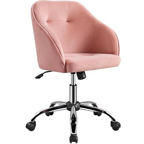 Yaheetech Homeoffice Stuhl, Schminkstuhl, höhenverstellbar Drehstuhl, SamtStuhl Schreibtischstuhl für Arbeitszimmer, Schlafzimmer, Atmungsaktiv Rollstuhl bis 136 KG belastbar Hellrosa Yaheetech Homeoffice Stuhl, Schminkstuhl, höhenverstellbar Drehstuhl, SamtStuhl Schreibtischstuhl für Arbeitszimmer, Schlafzimmer, Atmungsaktiv Rollstuhl bis 136 KG belastbar Hellrosa von Yaheetech