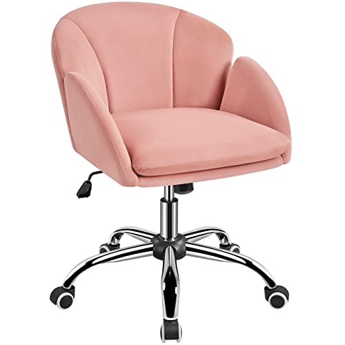 Yaheetech Homeoffice Stuhl Schminkstuhl Schreibtischstuhl höhenverstellbar Drehstuhl bis 136 kg Belastbar, SamtStuhl mit Armlehnen und Rückenlehne für Schlafzimmer Büro Wohnzimmer, Hellrosa Yaheetech Homeoffice Stuhl Schminkstuhl Schreibtischstuhl höhenverstellbar Drehstuhl bis 136 kg Belastbar, SamtStuhl mit Armlehnen und Rückenlehne für Schlafzimmer Büro Wohnzimmer, Hellrosa von Yaheetech