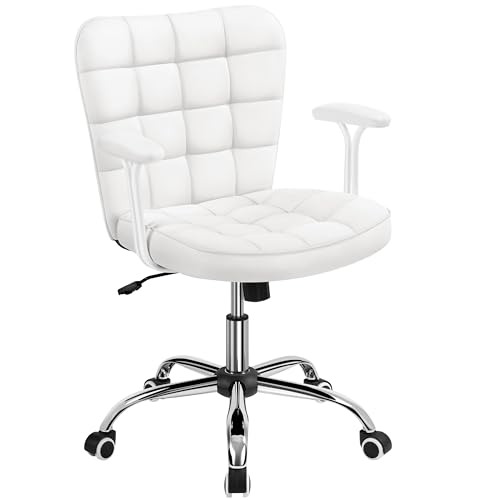 Yaheetech Homeoffice Stuhl Schreibtischstuhl Bürosessel Arbeitsstuhl aus Kunstleder, Drehstuhl mit Weichen Armlehnen, Höhenverstellbarer Polsterstuhl Computerstuhl mit Rollen, Weiß Yaheetech Homeoffice Stuhl Schreibtischstuhl Bürosessel Arbeitsstuhl aus Kunstleder, Drehstuhl mit Weichen Armlehnen, Höhenverstellbarer Polsterstuhl Computerstuhl mit Rollen, Weiß von Yaheetech