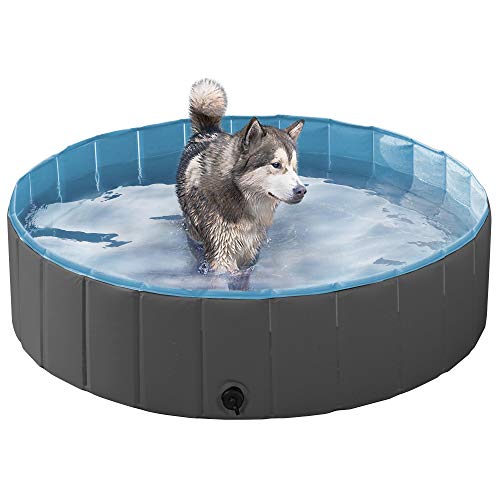 Yaheetech Hundepool Schwimmbad Hundeplanschbecken 100 cm/120 cm/140 cm/160 cm Hundebad Doggy Pool Haustierpool Katzenpool Wasserbad PVC-rutschfest mit Ablassventil von Yaheetech