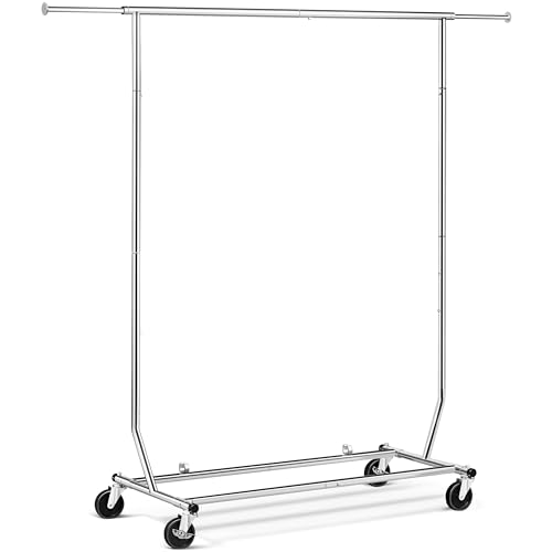 Yaheetech Kleiderständer Kleiderstange Garderobenständer mit Rollen, Edelstahl Garderobeständer,130 x 56 x 165 cm, klappar max. Belastbarkeit 90 kg von Yaheetech