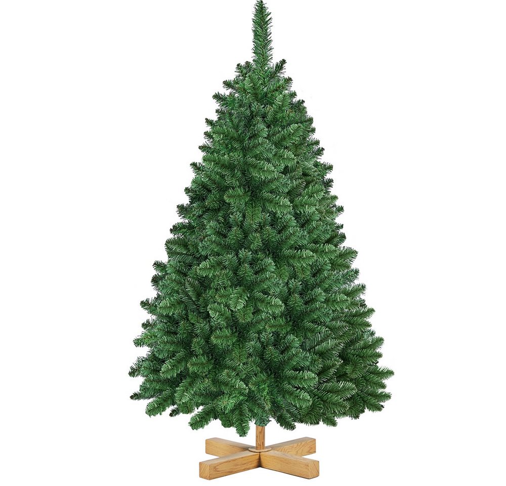 Yaheetech Künstlicher Weihnachtsbaum 124/152,5/183/213,5 cm Christbaum, Schwer Entflammbar PVC Christbaum Kunstbaum inkl. Metallständer von Yaheetech