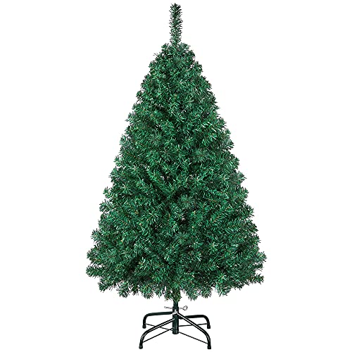 Yaheetech Künstlicher Weihnachtsbaum 127,5 cm (Ø ca.67cm) mit ca.330 Spitzen, PVC Tannenbaum, schwer entflammbar, inkl. Metall Christbaum Ständer, Schnellaufbau, Klappsystem von Yaheetech