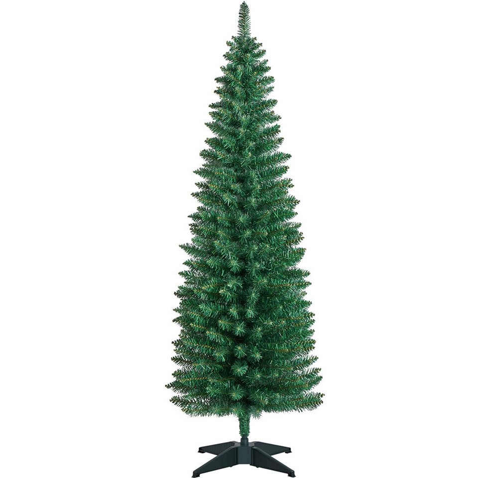 Yaheetech Künstlicher Weihnachtsbaum 154/183 cm H Bleistift Weihnachtsbaum für Flur & Wohnzimmer, Christbaum Künstlicher Tannenbaum Großer Weihnachtsbaum von Yaheetech
