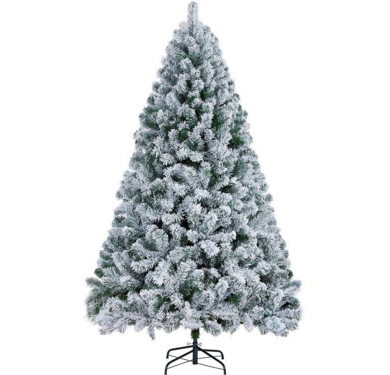 Yaheetech Künstlicher Weihnachtsbaum 183 cm H, Schneebedeckter Christbaum 820 Spitzen mit Faltbarem Metallständer von Yaheetech