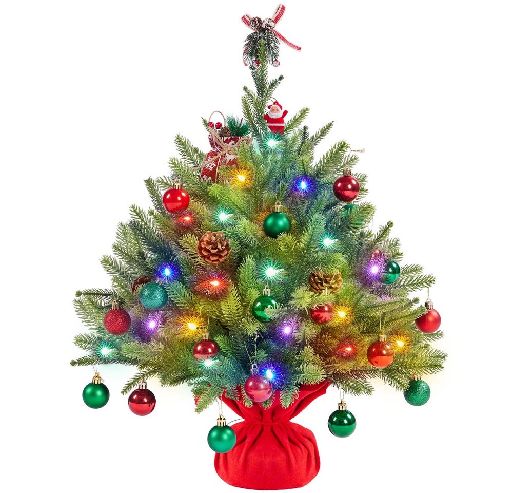 Yaheetech Künstlicher Weihnachtsbaum 61/91,5 cm H Tisch-Weihnachtsbaum mit LED-Beleuchtung, Mini-Weihnachtsbaum vorbeleuchteter Weihnachtsbaum von Yaheetech