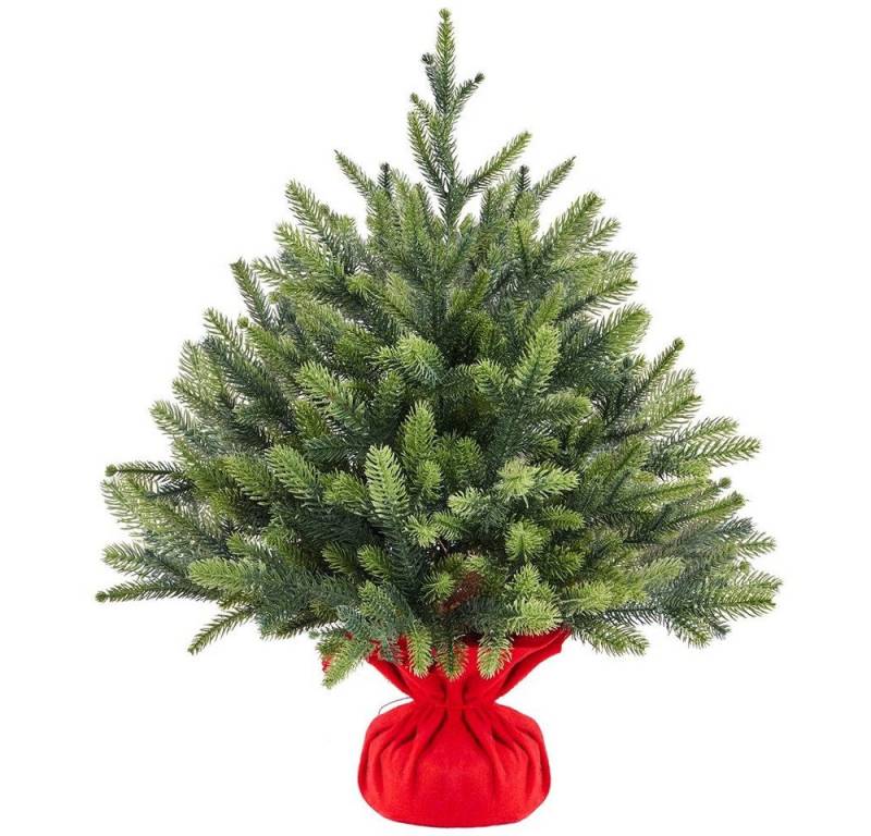 Yaheetech Künstlicher Weihnachtsbaum 61/91 cm (H), Tannennadel, Mini Tannenbaum mit 62 Spitzen & Zementbasis Tisch Christbaum von Yaheetech