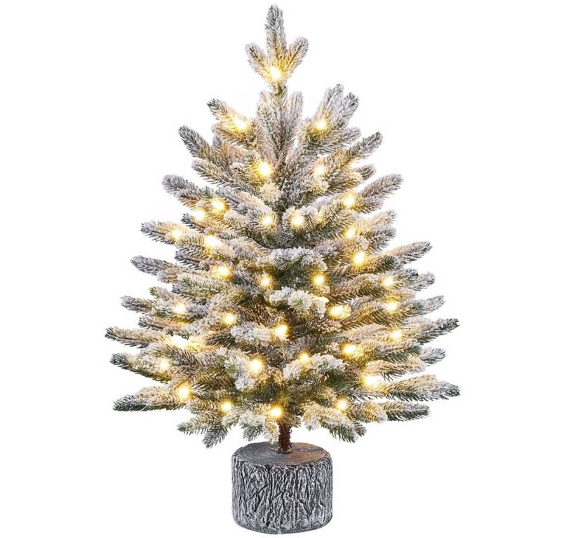 Yaheetech Künstlicher Weihnachtsbaum 61/92 cm (H), Mini Christbaum mit LED-Lichtern in Warmweiß und 262 Spitzen von Yaheetech
